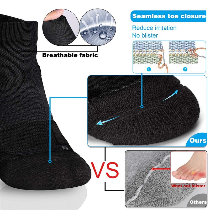 Hylaea Running Socks for Men, No Show Athletic Socks with Coolmax Cushion Padded, Blister Resistant, Moisture Wicking, ideal for Walking, Golf, Sport, Workout, Breathable, Black, 3 Pairs, X-Large - Image 2